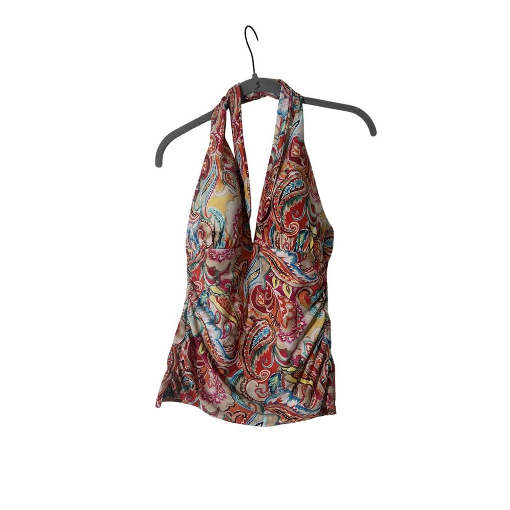 Lauren Ralph Lauren Paisley Halter Top Size 10 - Picture 2 of 8